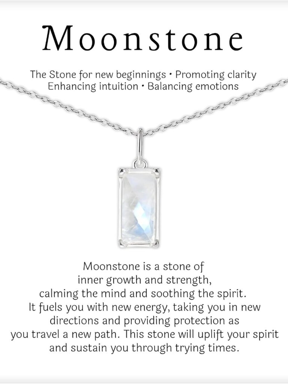 Rainbow Moonstone Sterling Silver Necklace for New Beginnings